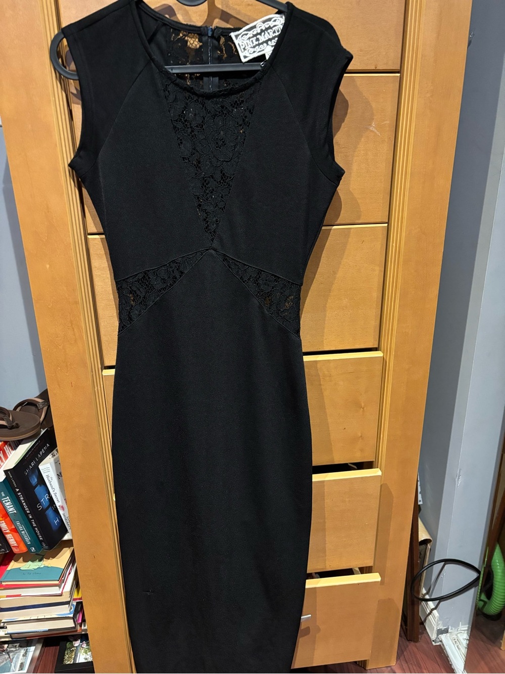 Pink Martini Black Lace-Panel Midi Dress